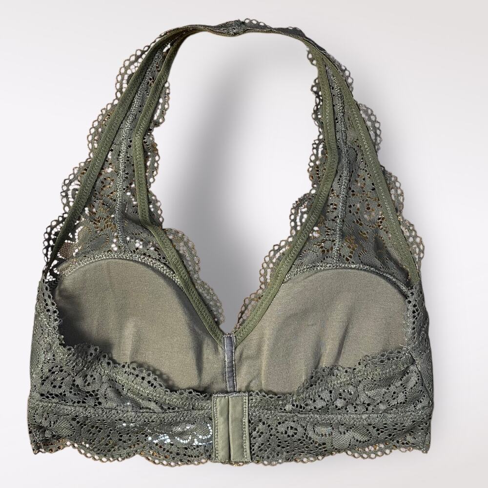 American Eagle Aerie Green Wildflower Lace Padded Halter Bralette Size M NWT - Picture 3 of 10